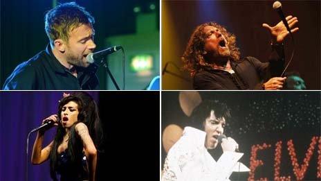 Blur, Robert Plant Amy Winehouse and Elvis Presley