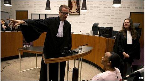 Yvonne Basebya in court at The Hague