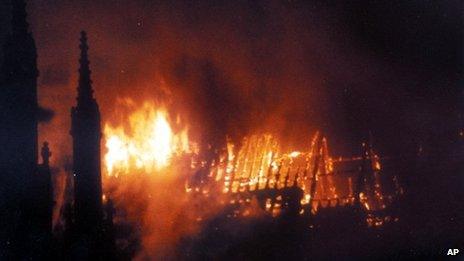 York Minster on fire
