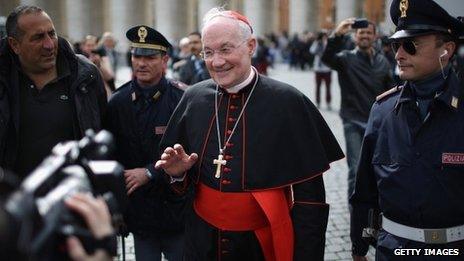 Canadian cardinal Marc Ouellet leaves the final congregation before cardinals enter the conclave to vote for a new pope, on 11 March 2013 in Vatican City, Vatican