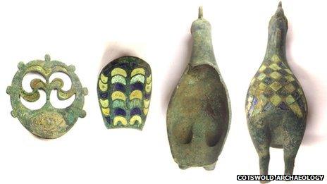 Enamelled cockerel found by Cotswold Archaeology