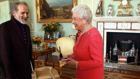 The Queen holds an audience with poet John Agard at Buckingham Palace on 12 March
