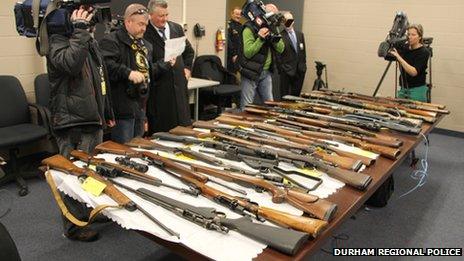 Media film weapons seized from the Ontario home