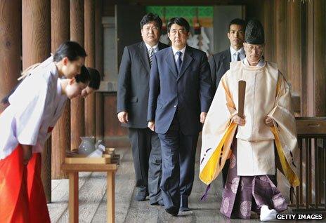 Japanese Prime Minister Shinzo Abe, visiting the Yasukuni Shrine in 2012