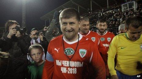 Ramzan Kadyrov at a match inaugurating the Akhmat-Arena in Grozny (2011)