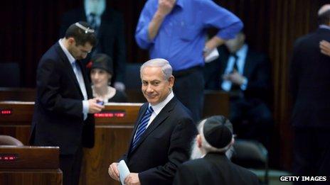 Israeli Prime Minister Benjamin Netanyahu talks at the Knesset on 18 March
