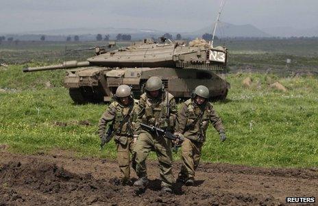 Israeli soldiers in the Golan Heights, 5 March
