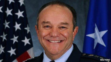 Commander of US Air Force units in Europe and Africa General Philip Breedlove is seen in this undated handout photo