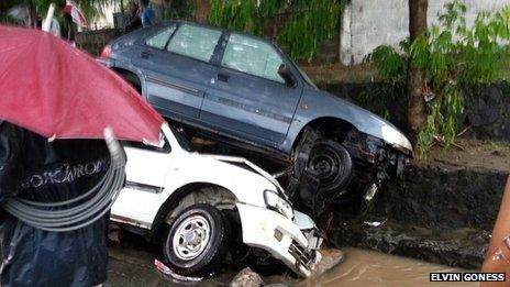 Wrecked cars in Port Louis - 30 March