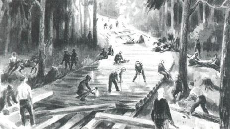 Illustration of a prison camp