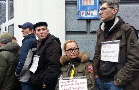 Protest outside a pharmacy in Kiev against a law that came into force on March 1st which means that all imported medicines have to be licensed by a board