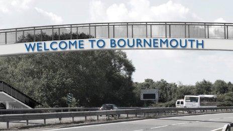 Artist's impression of the new Welcome to Bournemouth sign