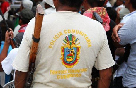 A member of the Ayutla self-defence force