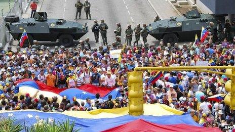 Henrique Capriles supporters protest in Merida