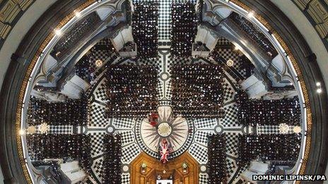 An overhead view of the service