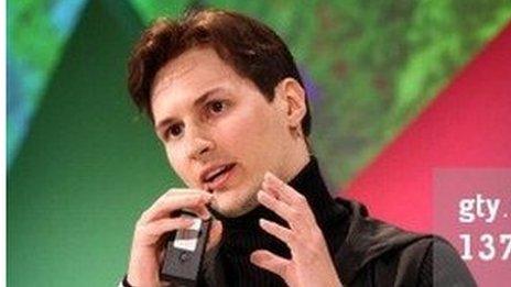 Pavel Durov looking young and fashionably dressed in black at a conference in Munich last year.