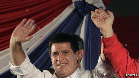 Horacio Cartes celebrates his election win