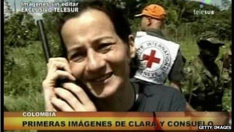 Telesur screen grab of Clara Rojas was released