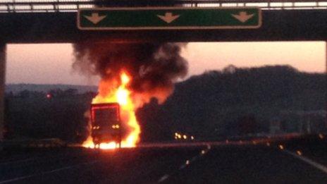 Lorry fire on A38. Pic: James McFarlane