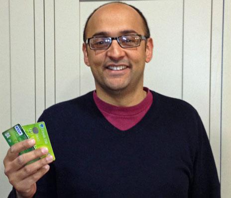 Ramzan Karmali with his returned credit cards