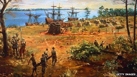 Painting of Jamestown Colony