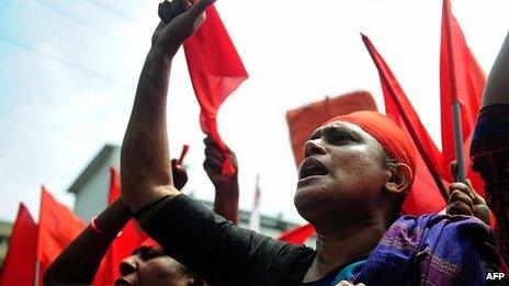 Workers take part in May Day protests in Dhaka