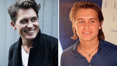 Mark Owen in 2013 and 1996