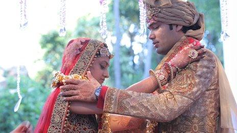 The bride and groom - Vega Gupta and Aaskash Jahajgarhia