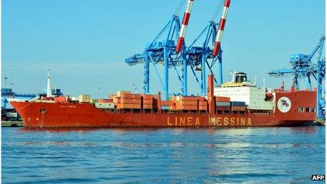 The Jolly Nero docked in the port of Genoa, 8 May 2013
