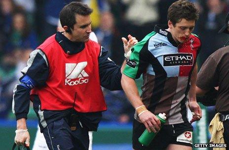 Tom Williams fakes injury at rugby match, 2009