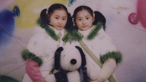 Twins Zhao Yaqi and Zhao Yajia, in an undated image