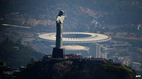 Christ the Redeemer statue and the Maracana stadium