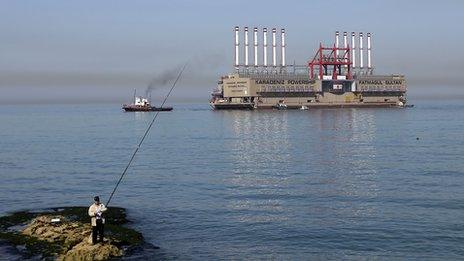 Turkish power ship off the coast of Lebanon