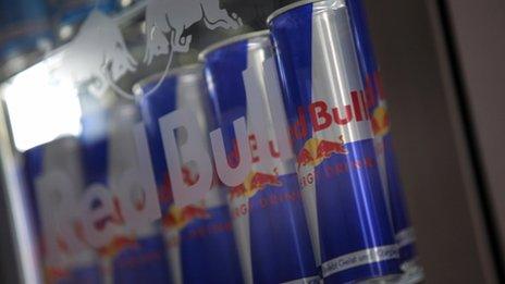 Cans of Red Bull energy drinks
