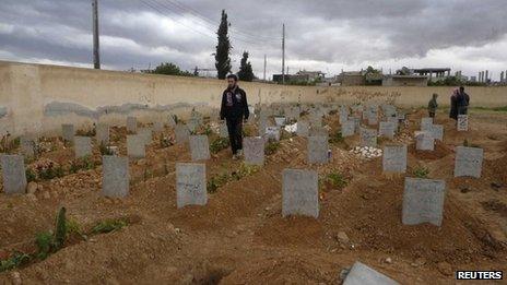 Cemetery in Qusair, Syria (20 April 2013)