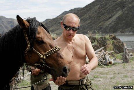 Vladimir Putin with his shirt off