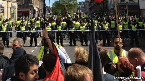 EDL and Newcastle Unites marches in Newcastle city centre