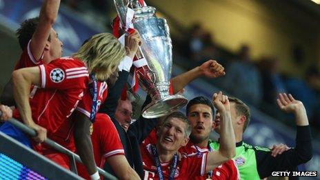 Bayern Munich lifting the European Cup