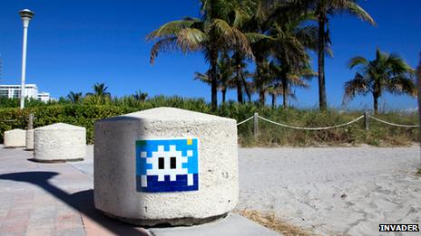 Space Invaders art in Miami
