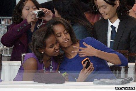 Sasha and Malia Obama at their father's inauguration