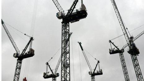 Cranes on a building site in London