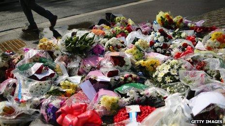 Flowers at the scene of the killing of Drummer Lee Rigby, in south-east London