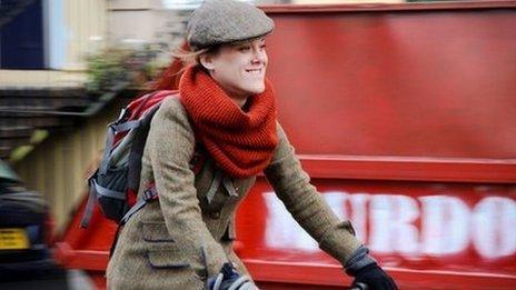 Participant pictured during the Harris Tweed Ride Glasgow 2013