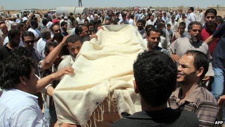 Funeral ceremony for one of the demonstrators in Benghazi on 9 June