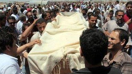 Funeral ceremony for one of the demonstrators in Benghazi on 9 June