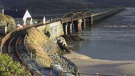 The railway line and bridge at Barmouth