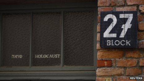 Picture shows the entrance to a Permanent Exhibition SHOAH at the Auschwitz-Birkenau State Museum, Block 27