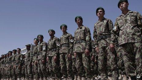 New soldiers of Afghan National Army attend graduation ceremony in Kabul, Afghanistan. 15 June 2013