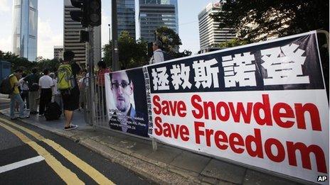 Poster in Hong Kong supporting Edward Snowden