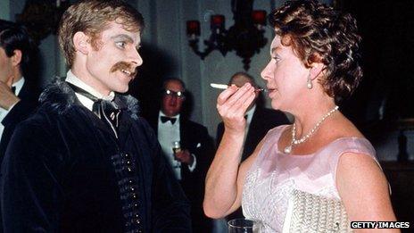 David Wall speaks to Princess Margaret after the Royal Ballet premiere of Mayerling in 1978